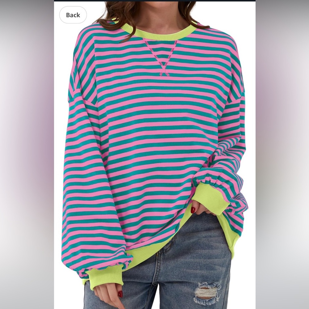 Striped Pink and Green Women's Sweatshirt